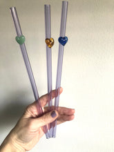 Load image into Gallery viewer, Art Glass Straws - Jelly Heart Straws *Extra Long*