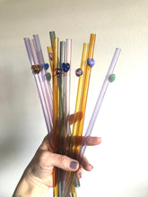 Load image into Gallery viewer, Art Glass Straws - Jelly Heart Straws *Extra Long*