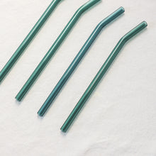 Load image into Gallery viewer, Bent Glass Straws - Lake Green