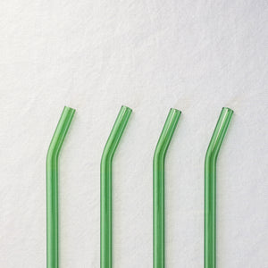 Bent Glass Straws - Emerald Green