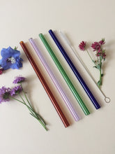 Load image into Gallery viewer, Glass Straws - Colour Mix - Blue, Lavender, Amber, Emerald Green