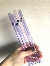 Load image into Gallery viewer, Art Glass Straws - Evil Eye Straws
