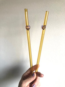 Art Glass Straws - Jelly Heart Straws *Extra Long*