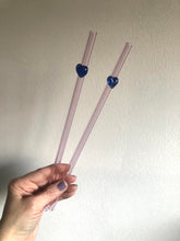 Load image into Gallery viewer, Art Glass Straws - Jelly Heart Straws *Extra Long*
