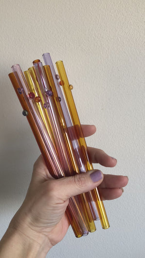 Confetti Gem Straws / Handmade glass drinking straws
