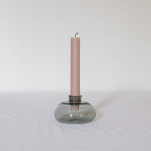 Load image into Gallery viewer, Hand Blown Glass Candle Holder - Smokey Grey

