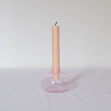 Load image into Gallery viewer, Hand Blown Glass Candle Holder - Sapphire Pink
