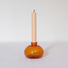 Load image into Gallery viewer, Hand Blown Glass Candle Holder - Amber
