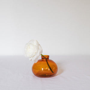 Hand Blown Glass Candle Holder - Amber