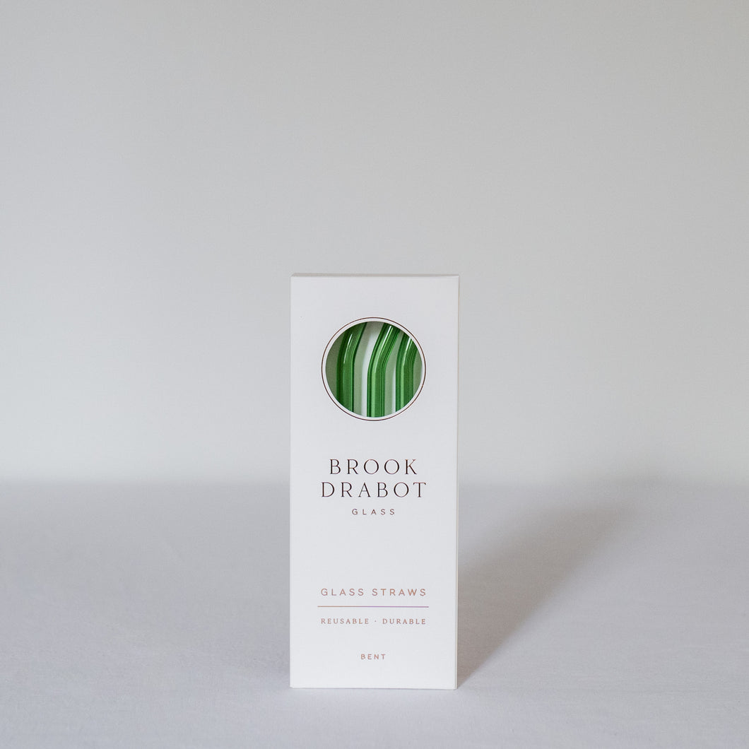 Bent Glass Straws - Emerald Green