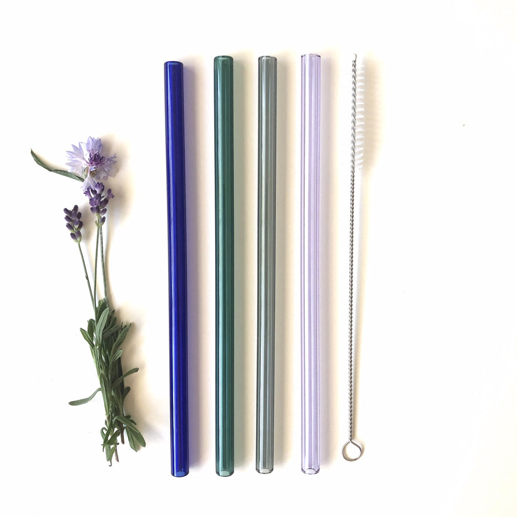 Glass Straws - Colour Mix Blues