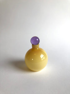 Glass Perfume Oil Bottle with Flat Stopper Yellow / Purple