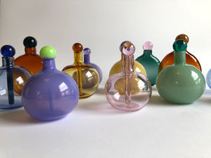 Glass Perfume Oil Bottle with Wand Stopper Purple / Slime