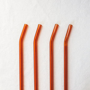 Bent Glass Straws - Amber