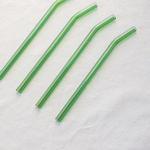Bent Glass Straws - Emerald Green