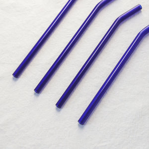 Bent Glass Straws - Brilliant Blue