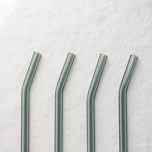 Bent Glass Straws - Smokey Grey