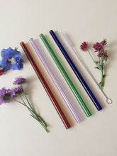 Load image into Gallery viewer, Glass Straws - Colour Mix - Blue, Lavender, Amber, Emerald Green
